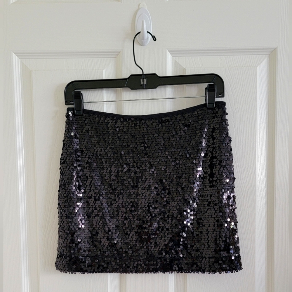 Express Sequin Black Skirt, Size XS